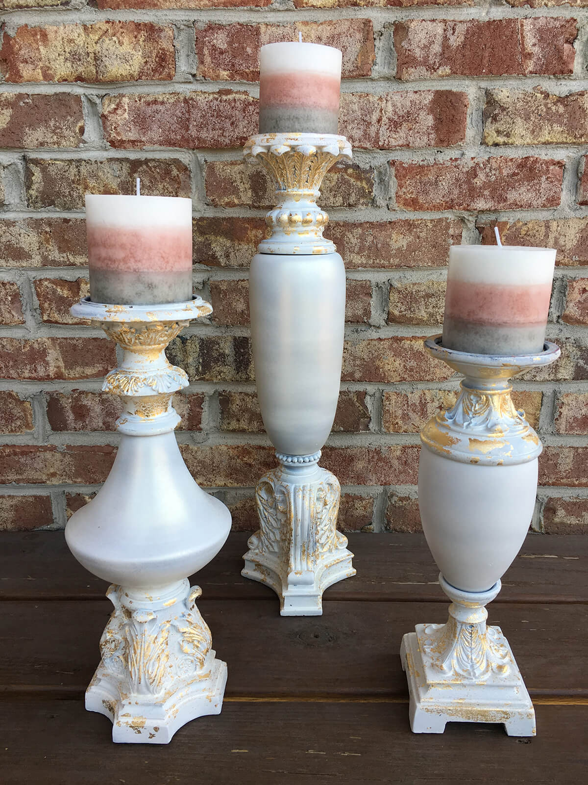 Glitzy Gold Paint Accented Candle Stands