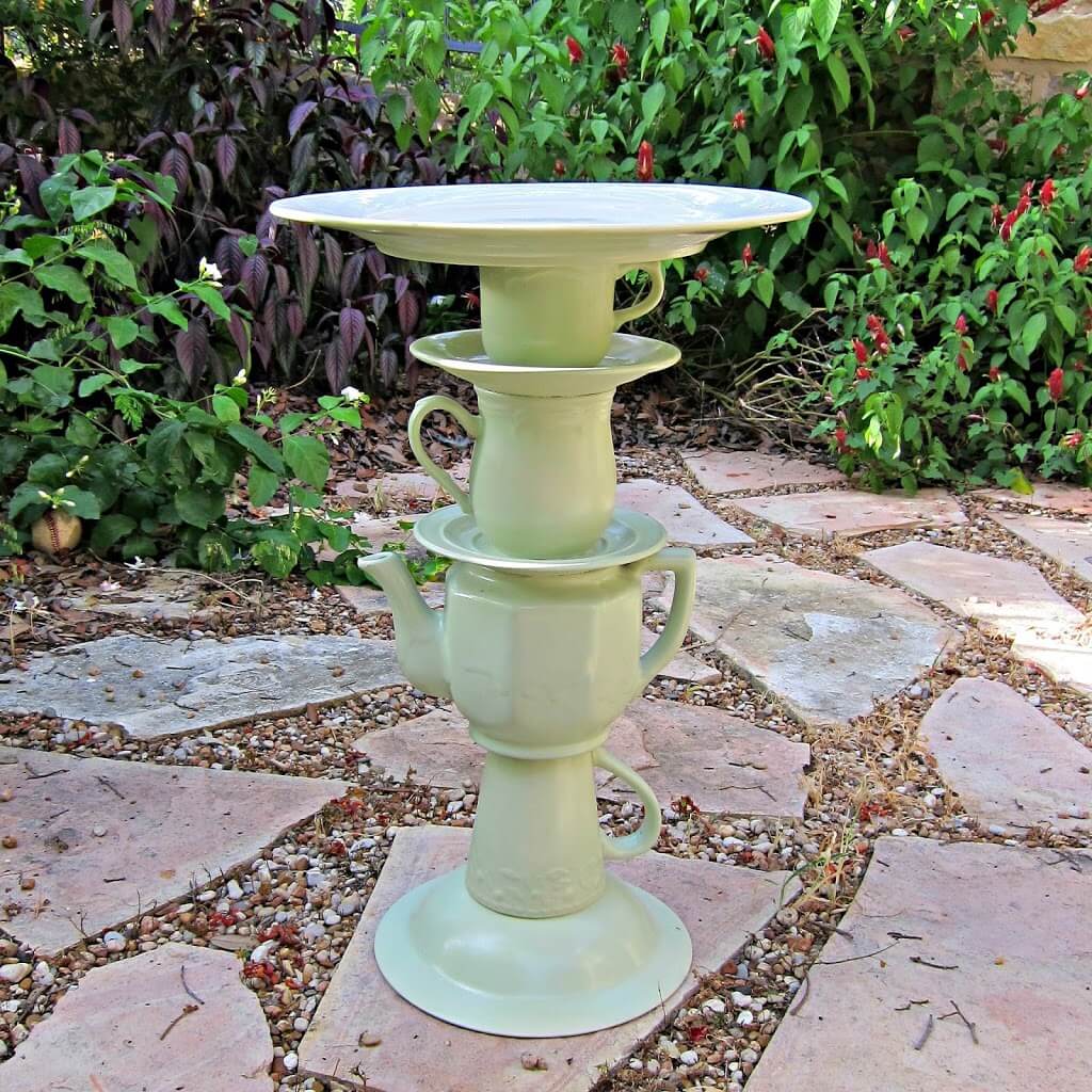 Sweet and Cute Tea Pot Bird Bath