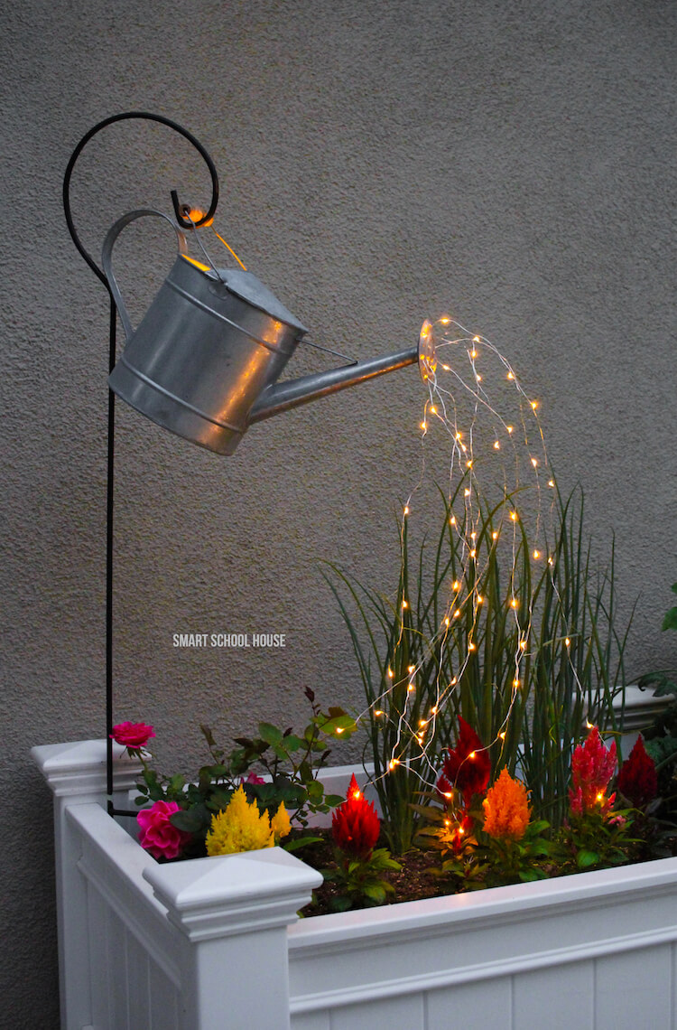 Gorgeous Watering Can Flowing with Lights Decoration