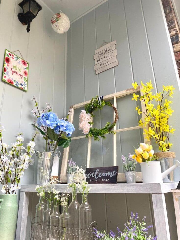 Lovely Flower Springtime Porch Bench