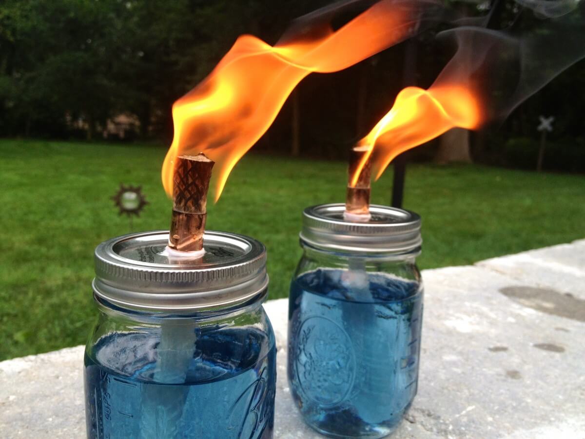 Mason Jar Back Porch Tiki Torch