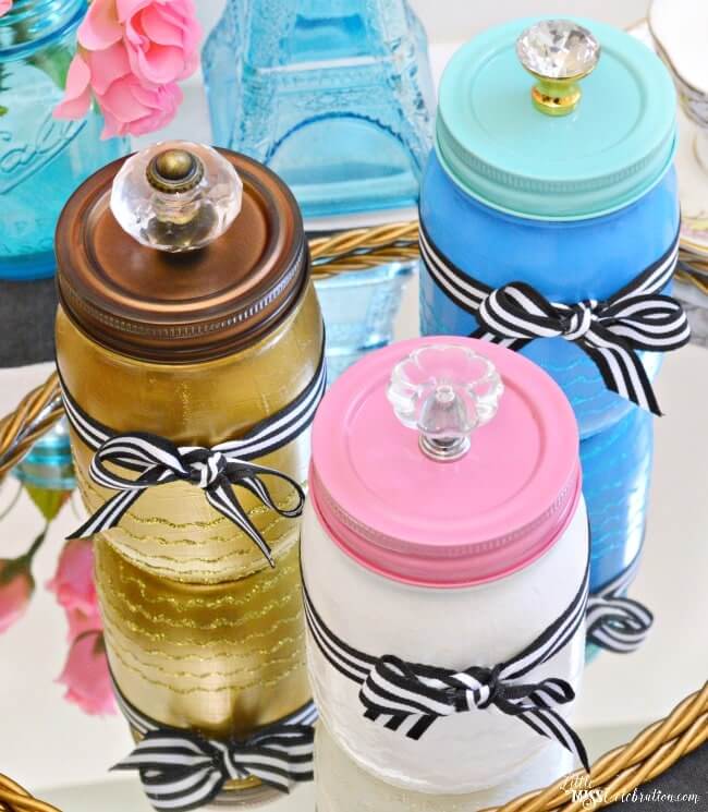 Mason Jar Makeover with Accented Lid