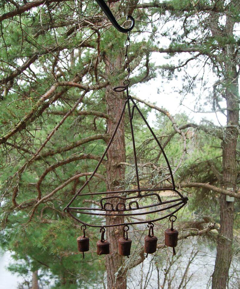 Rustic Sailboat with Garden Bells