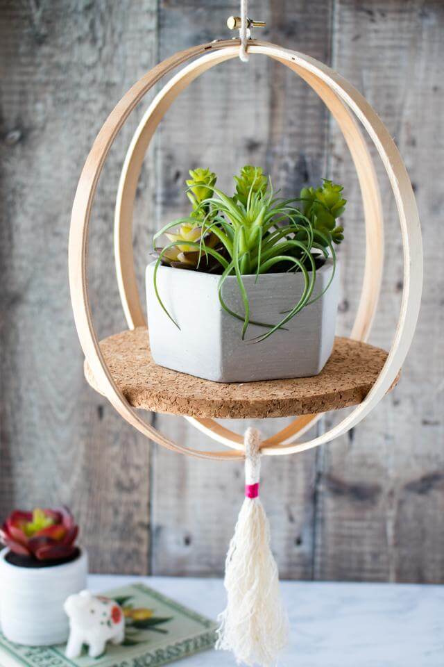 Handmade DIY Embroidery Circle Hanging Plant Holder