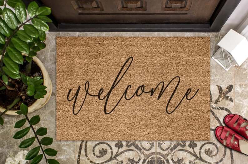 Hand-Painted Calligraphy Coconut Coir Doormat