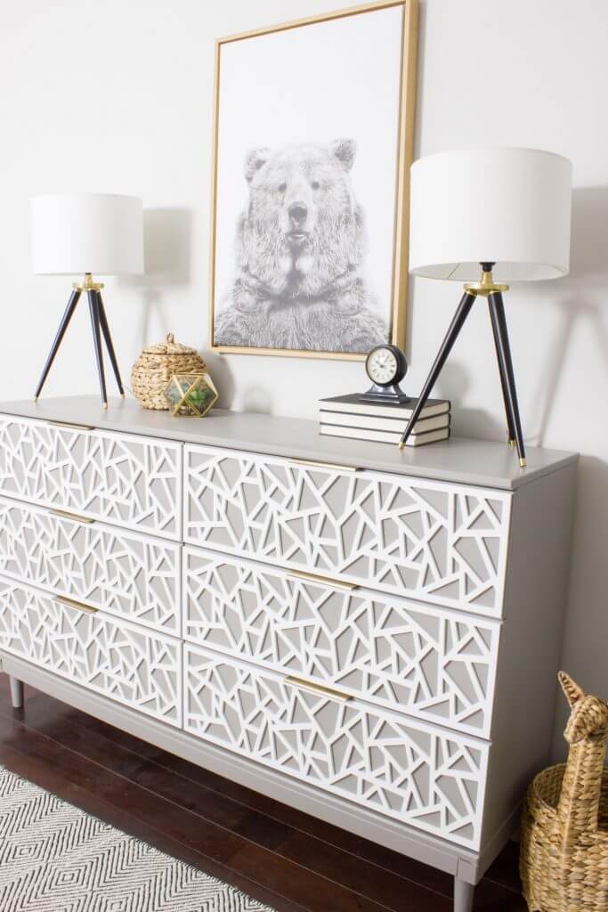 Patterned Geometric IKEA Dresser Transformation