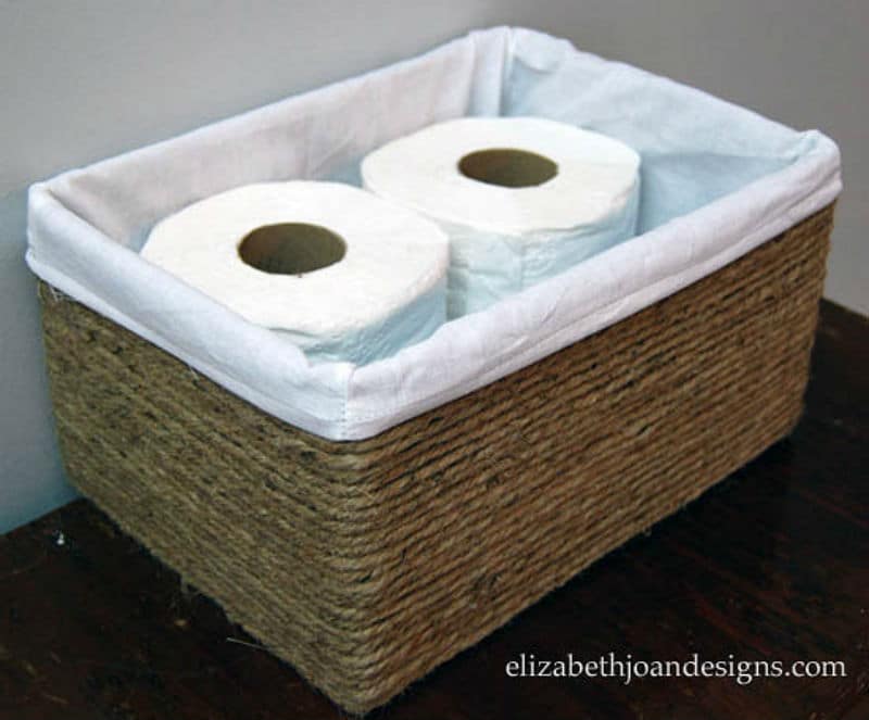 Rectangular Natural Jute String Bathroom Basket