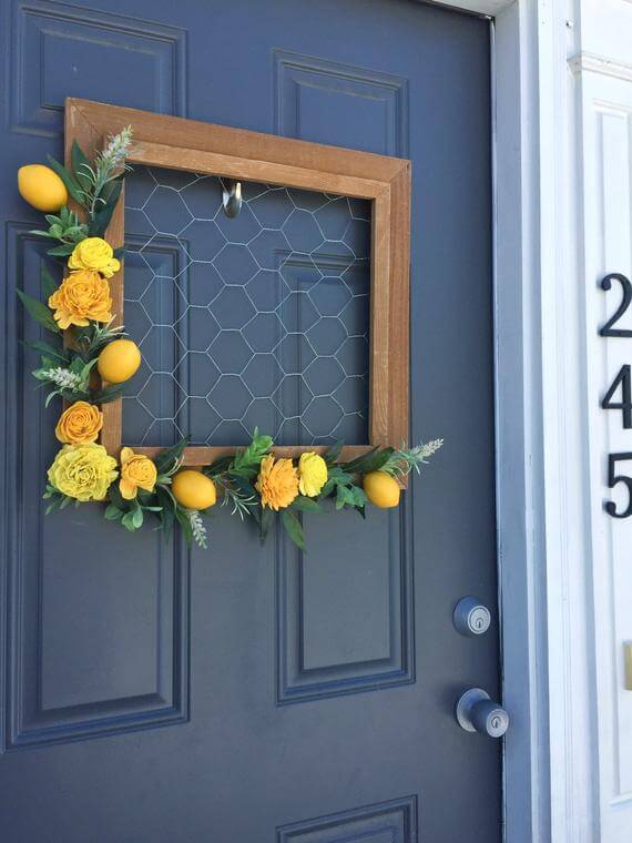 Lemon Frame Wreath with Chicken Wire