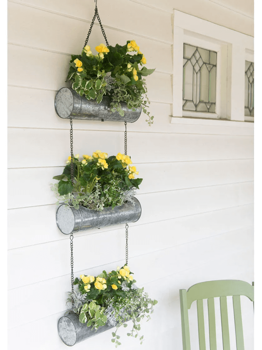 Trio of Tin Cylinder Plant Hanger