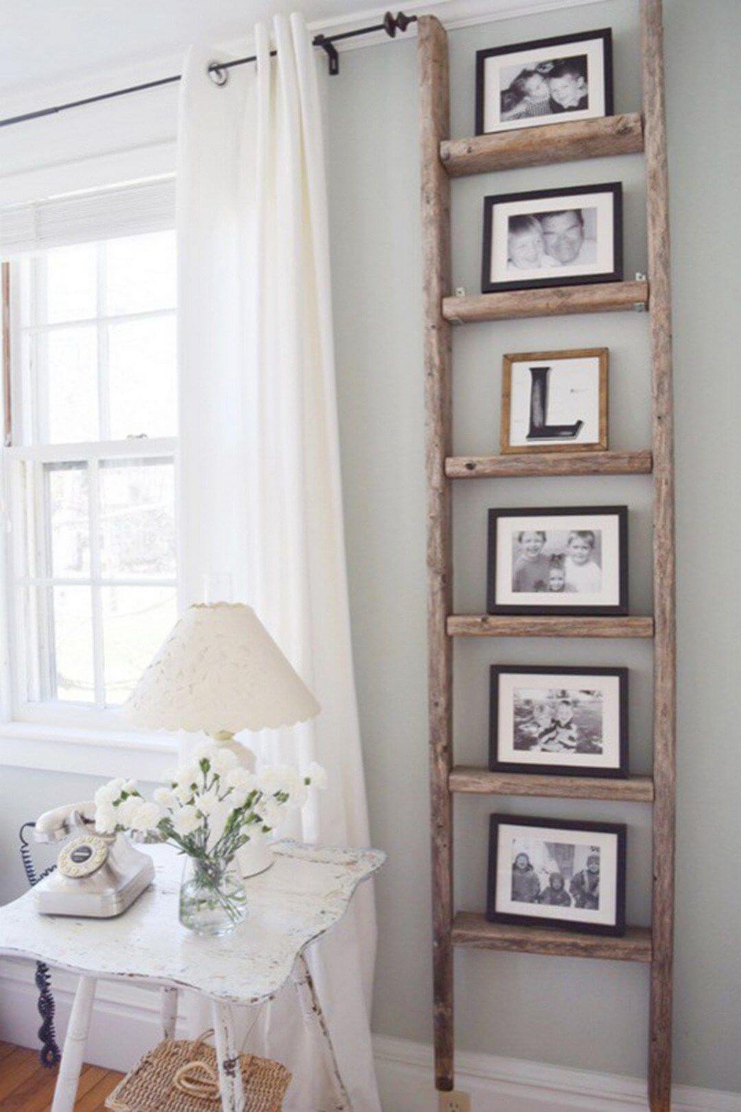 Vertical Ladder Photo Frame Farmhouse Decor Display