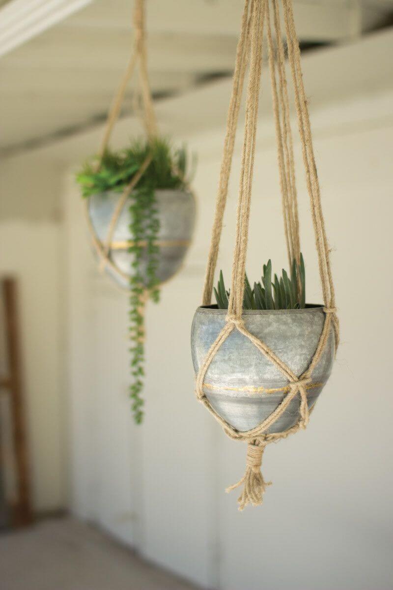 Natural and Rustic Jute Diamond Plant Hanger