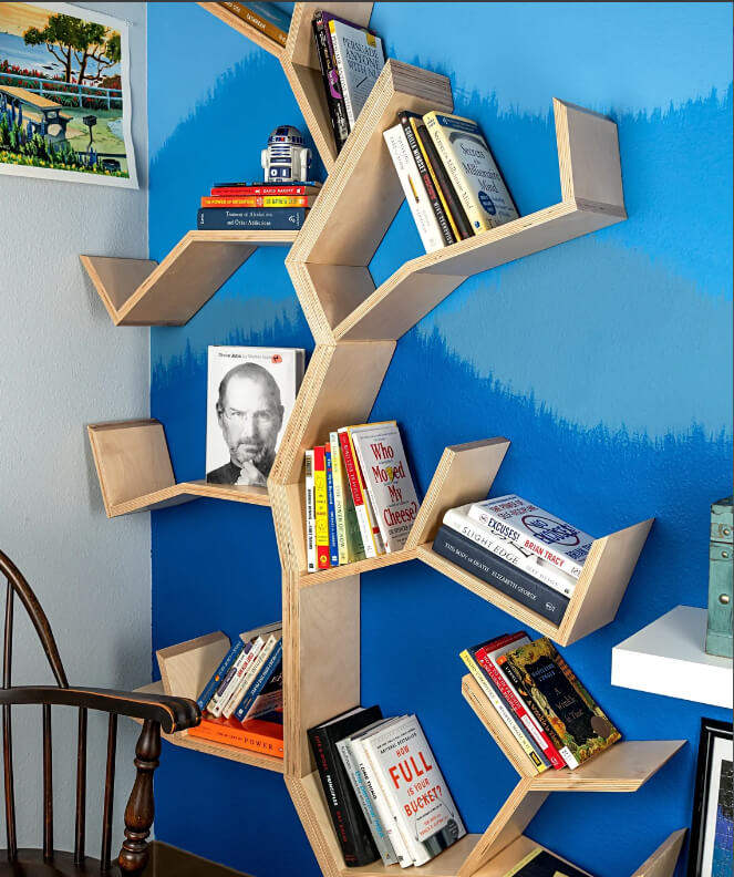 Awesome Wooden Wall Art Tree Bookshelf