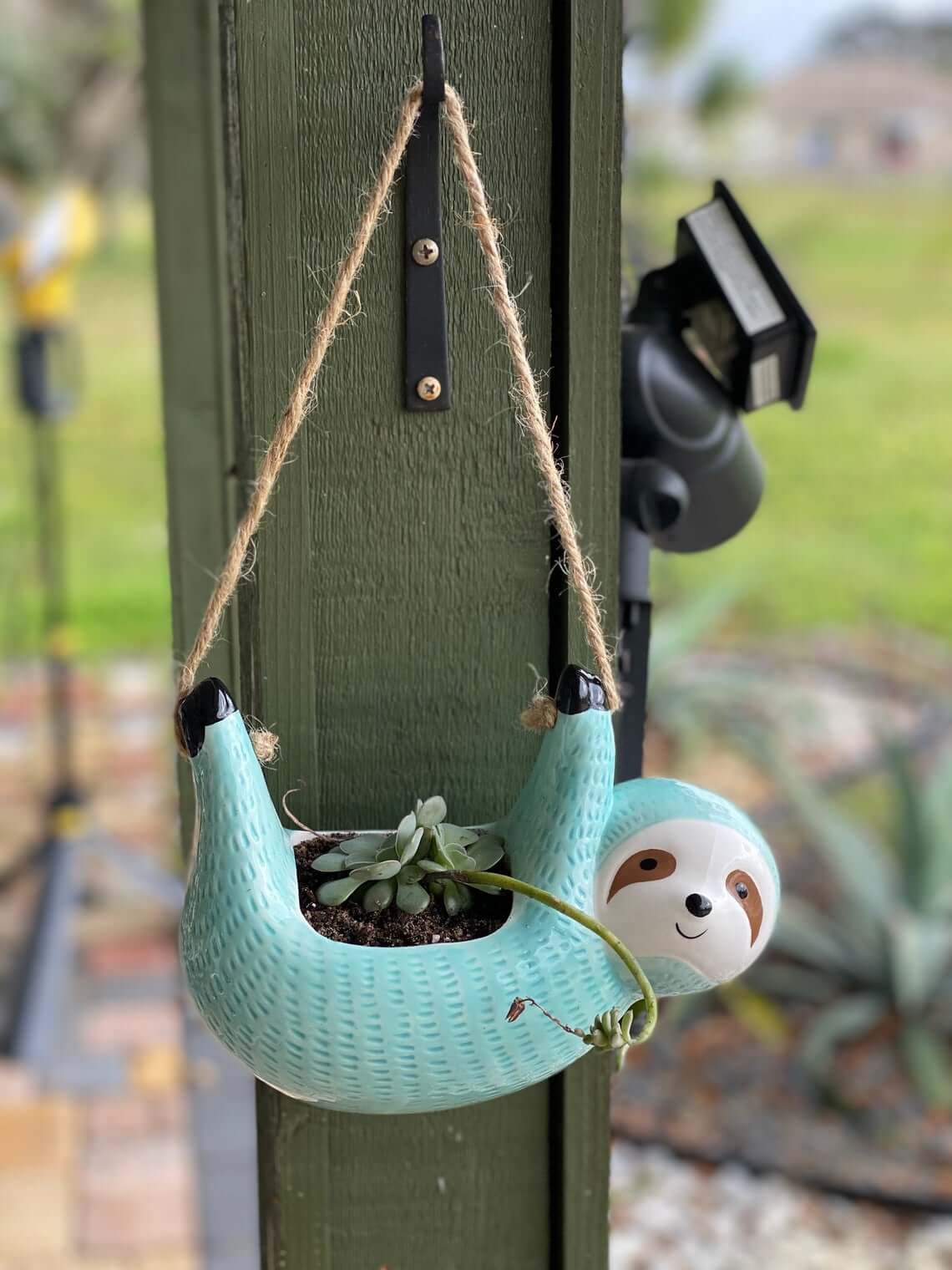 Cute Turquoise Sloth Mini Succulent Planter