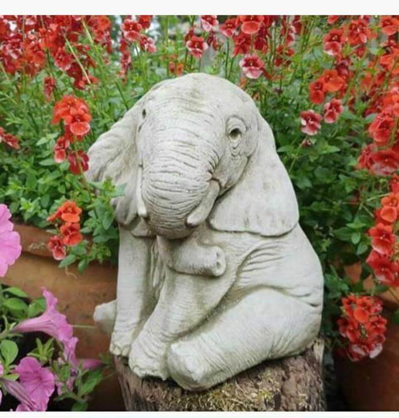 Wrinkly Rascal Seated Elephant Garden Sculpture