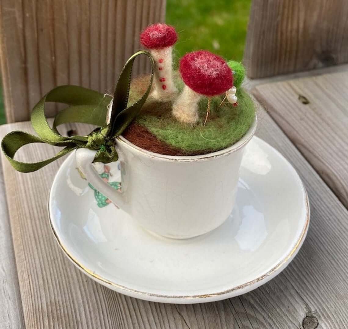 Fuzzy Mushroom Decorative Teacup and Saucer