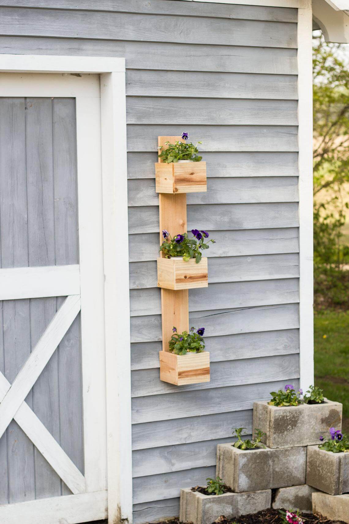 Rustic Tiered Cedar Box Hanging Planter