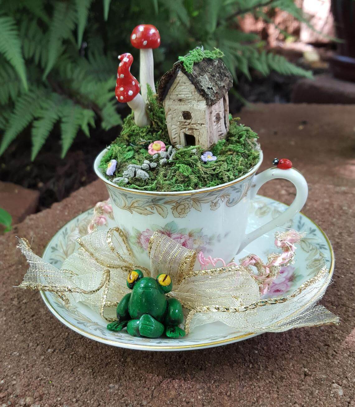 Rustic Victorian Teacup Miniature Garden