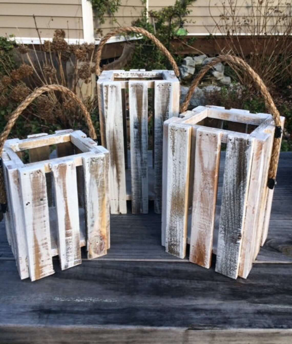 Pallet Wood Lantern Candle Holders