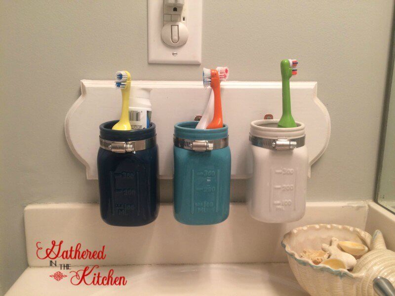 Personal Mason Jar Kid Toothbrush Station