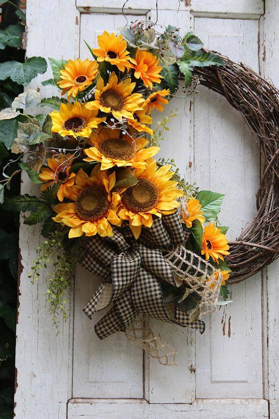 Sunflower and Wicker Wreath