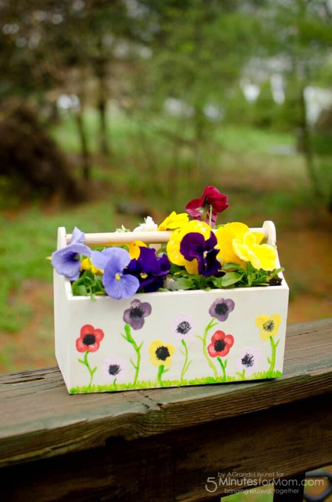 Pansy Painted Tool Trough Flower Box