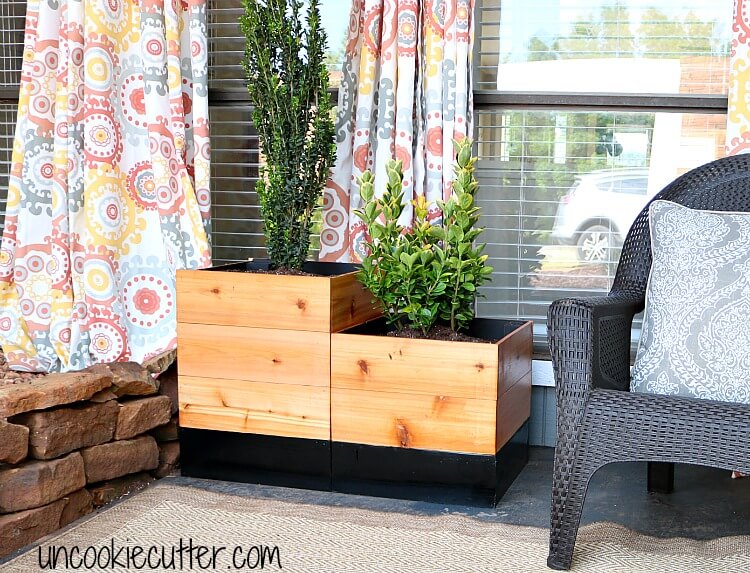 Contemporary Modern Wood Box Porch Planter