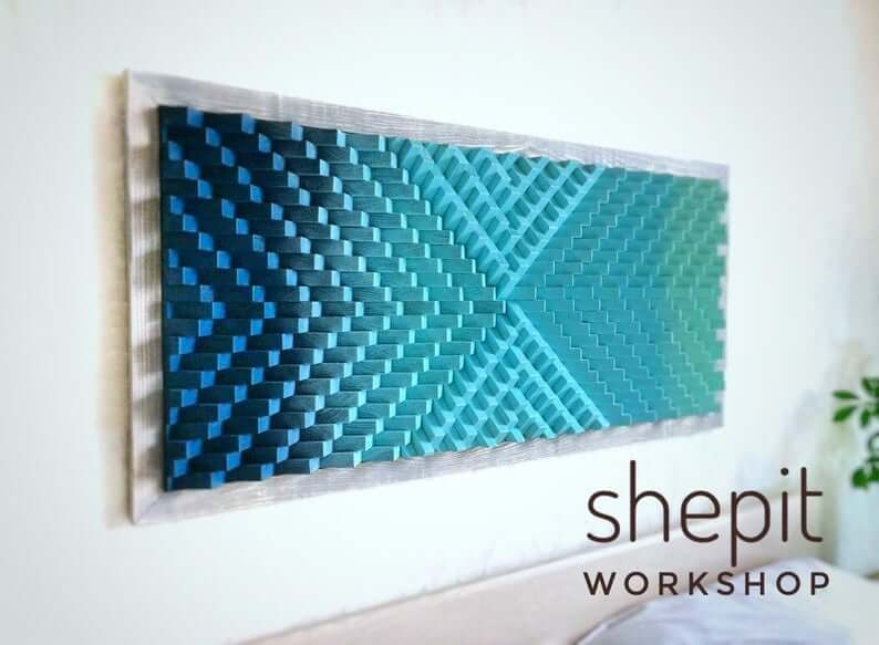 Blue Kaleidoscope Wooden Wall Sound Diffuser