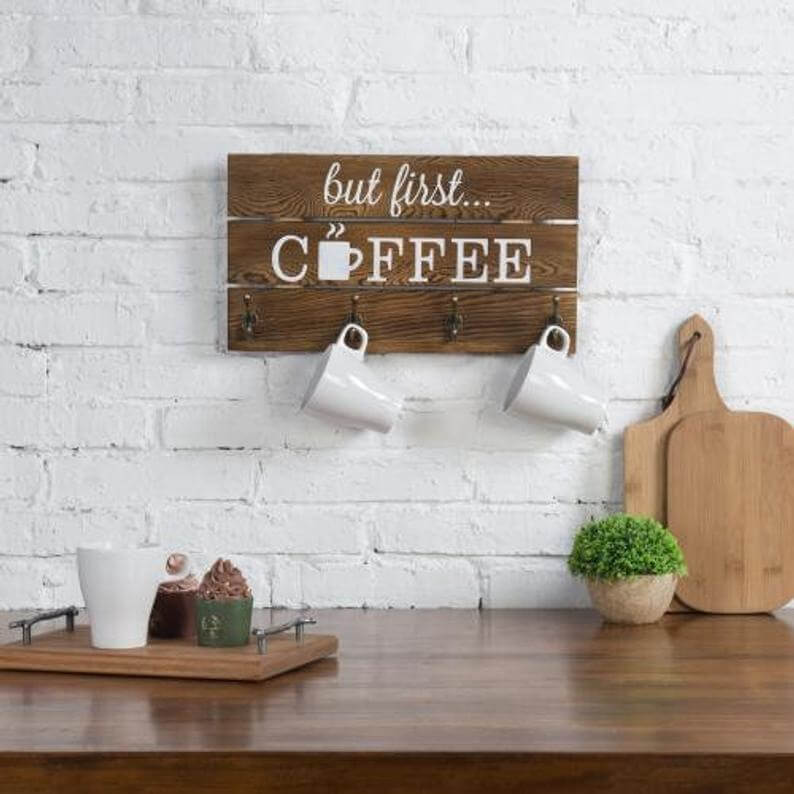 Funny Sign with Four Mug Hooks