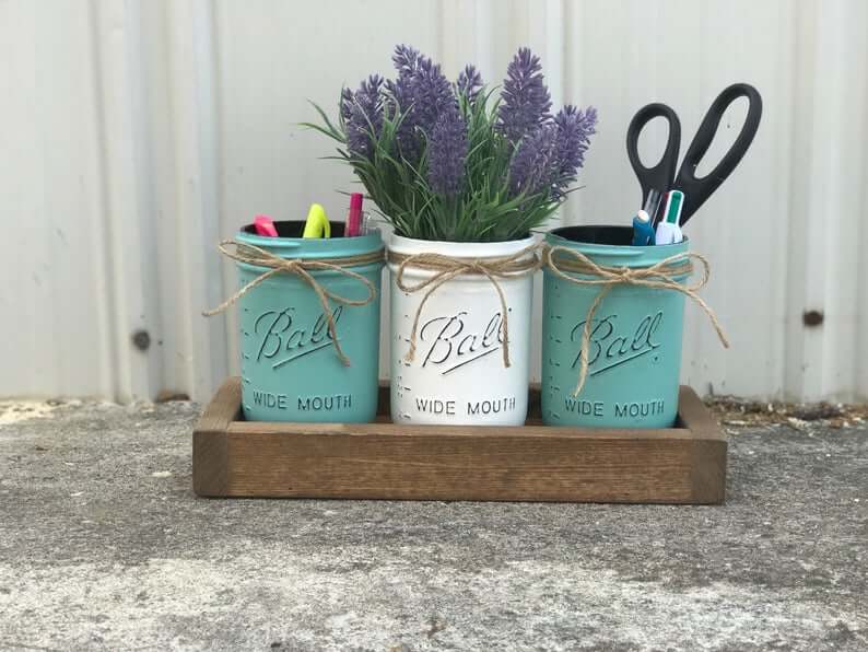 Customizable Canning Jar Desk Organizer