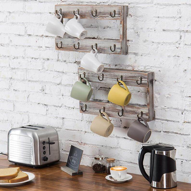 Rustic Pallet Pieces Wall Mug Display