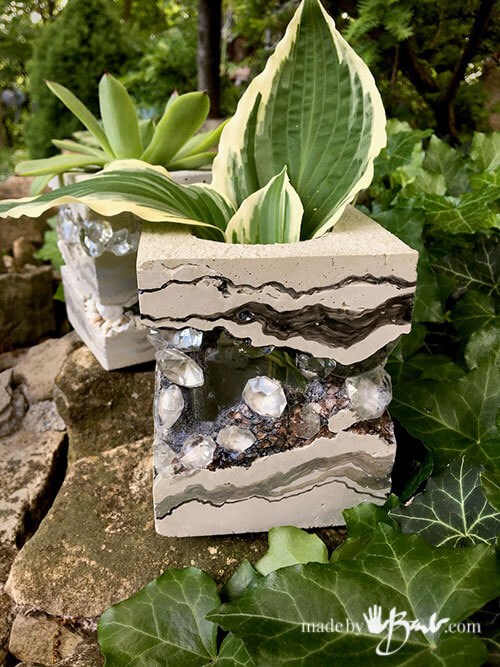 Hidden Jewel Concrete Garden Flower Holder