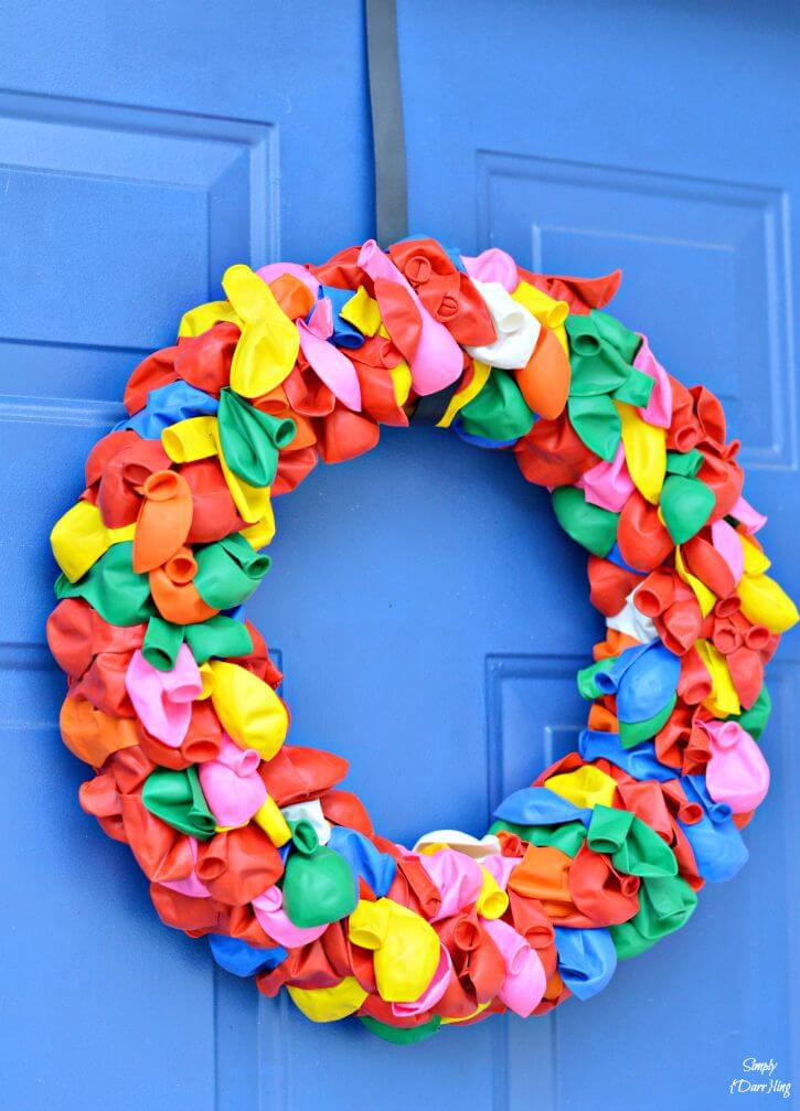 Rainbow Balloon Wreath for Summer