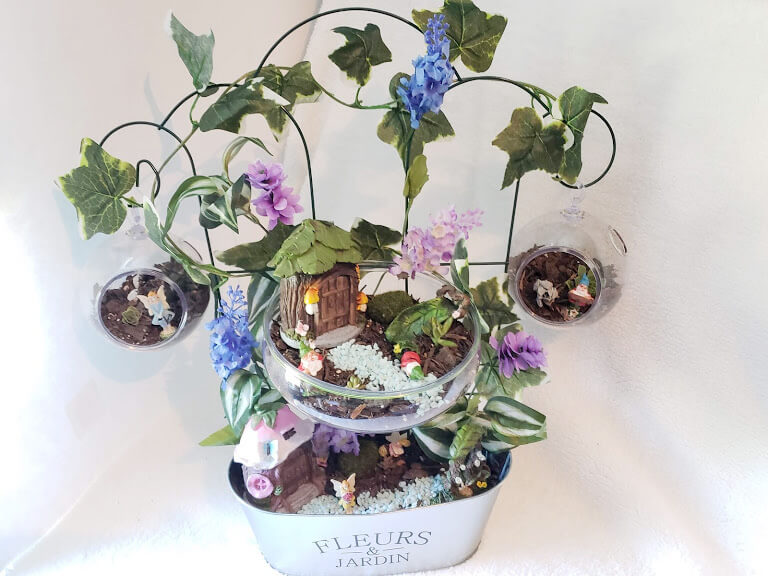 Fairy Garden in Clear Plastic Planters