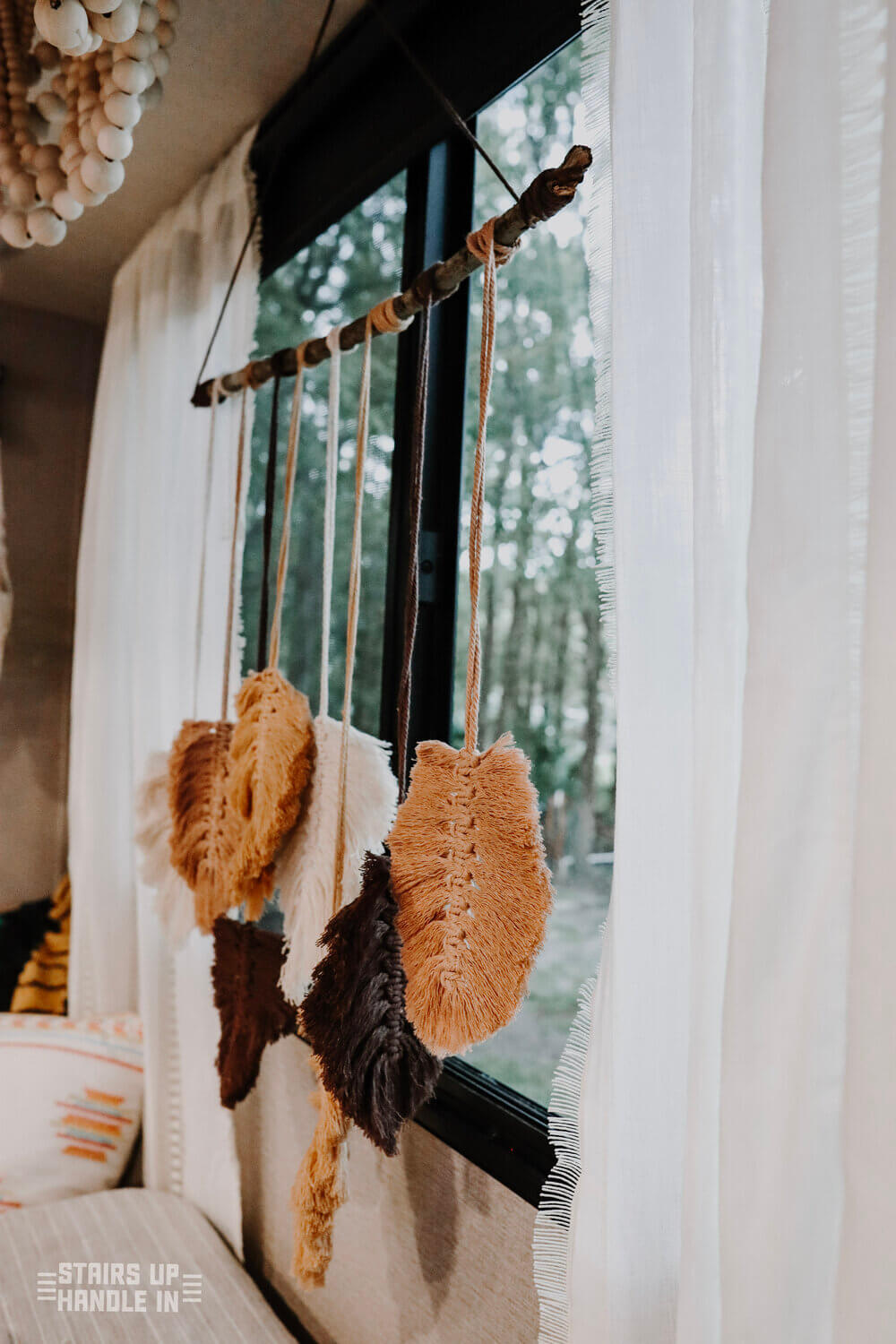 Macrame and Wood Feathered Friend Hanging Decoration