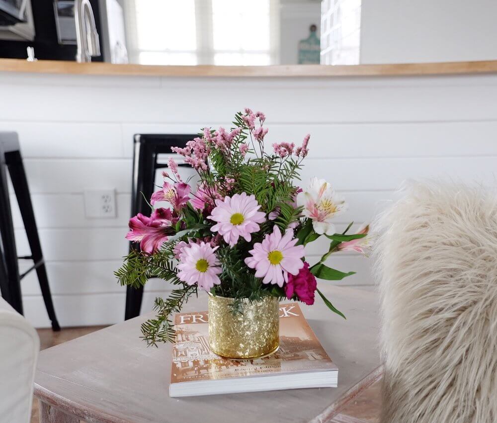 Gold Covered Metal Can Flower Vase