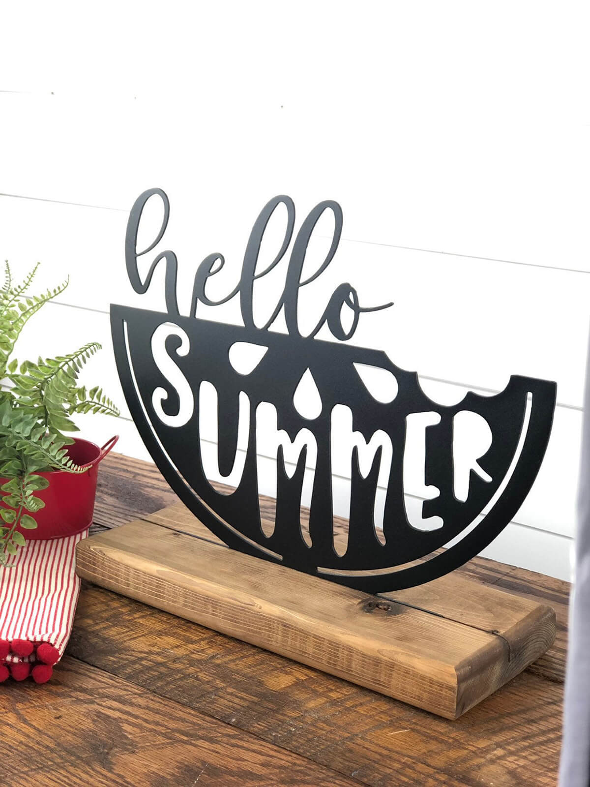 Cute Hello Summer Metal Sign Shelf Sitter