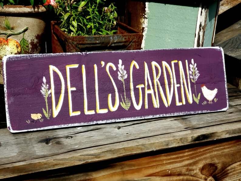 Plum Pretty Painted Chicken Garden Sign