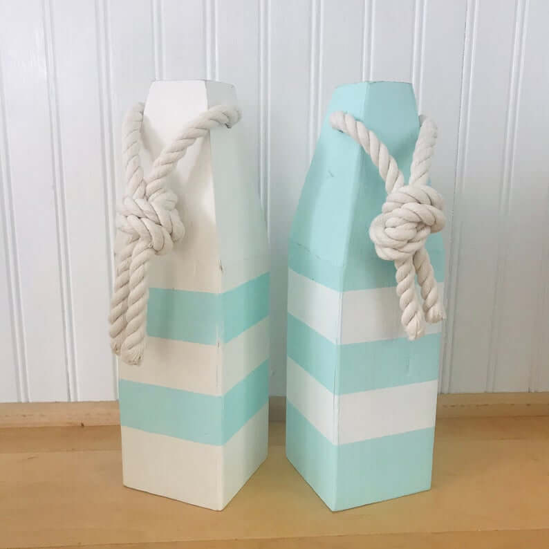 Mint Green and White Wooden Buoys