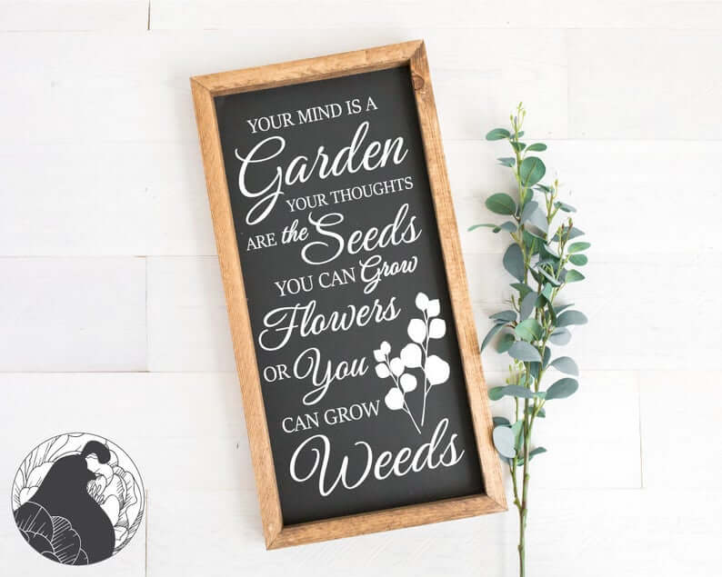 Chalkboard Style Grow Flowers Garden Sign