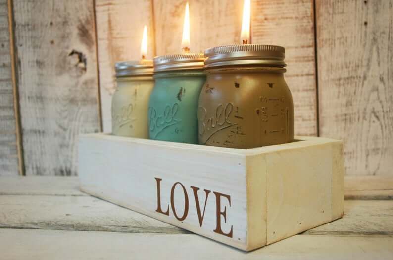 Love Filled Oil Lamp Mason Jar Box