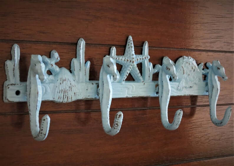 Rustic and Vintage Seahorse Hooks Strip