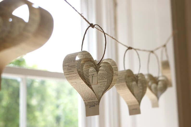 Love Letter Repurposed Heart Garland String