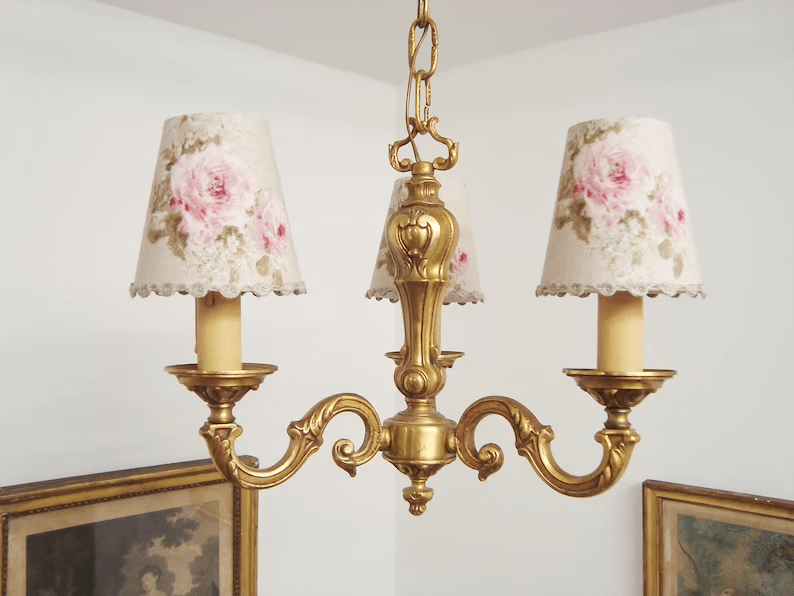 Lovely French Country Rose Bronze Chandelier