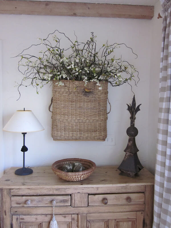 Woven Rustic Basket With Spindly Twigs