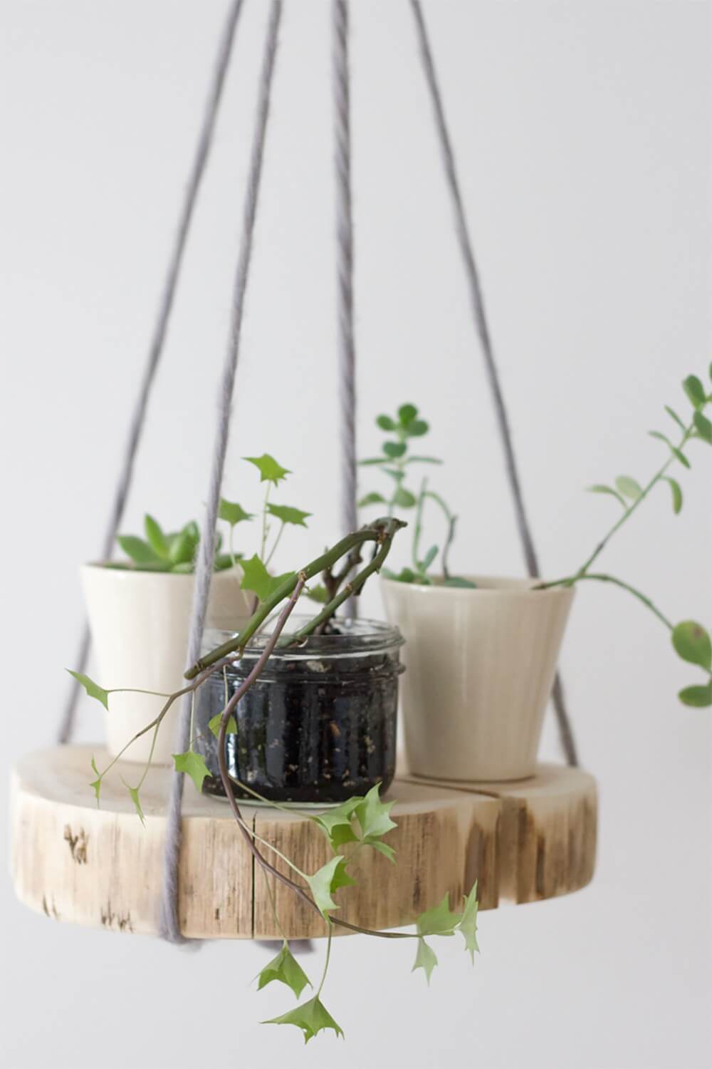 Creative Hanging Wooden Planter Shelf