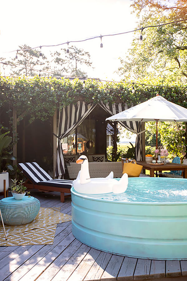 Backyard Oasis with a Stock Tank Pool