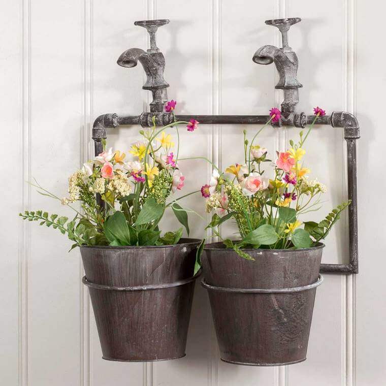 Garden Flower Buckets With Rustic Charm