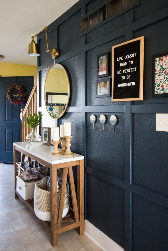 Wooden Marble Top Console Table