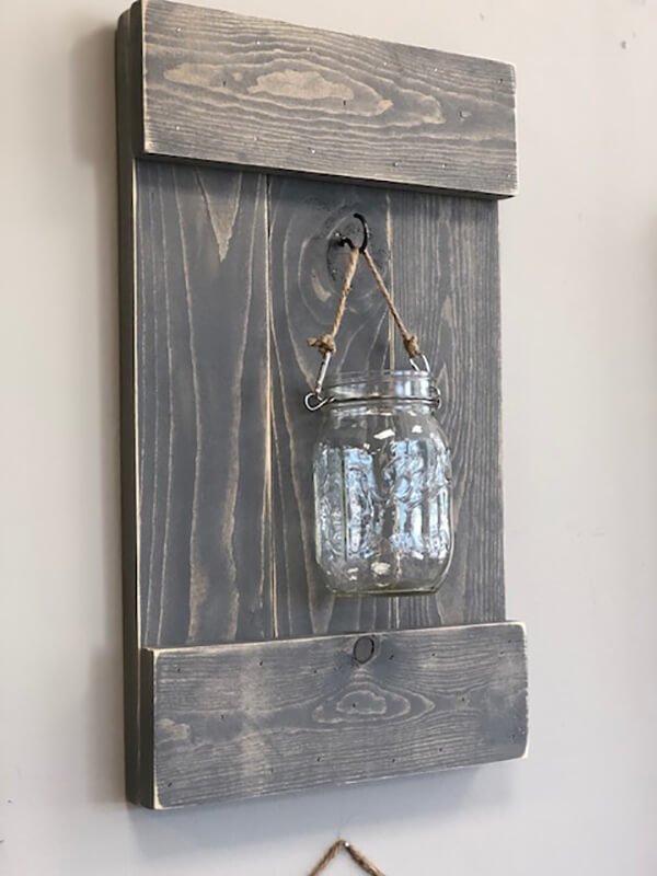 Traditional Wooden Mason Jar Wall Sconce