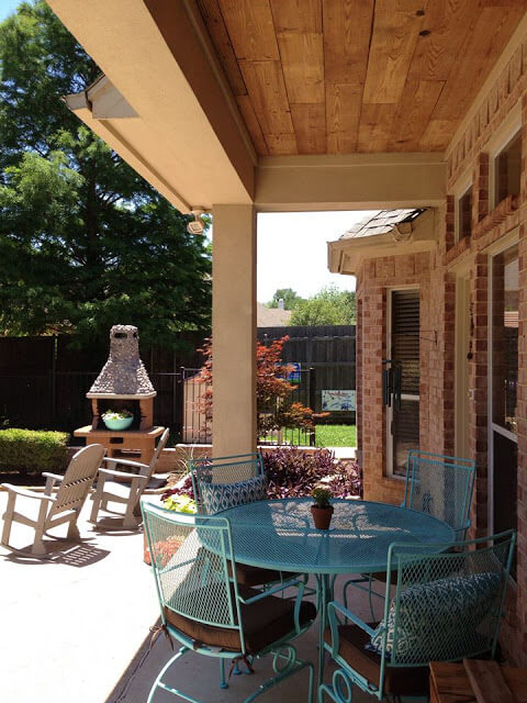 Gorgeous Wood Plank Outdoor Ceiling